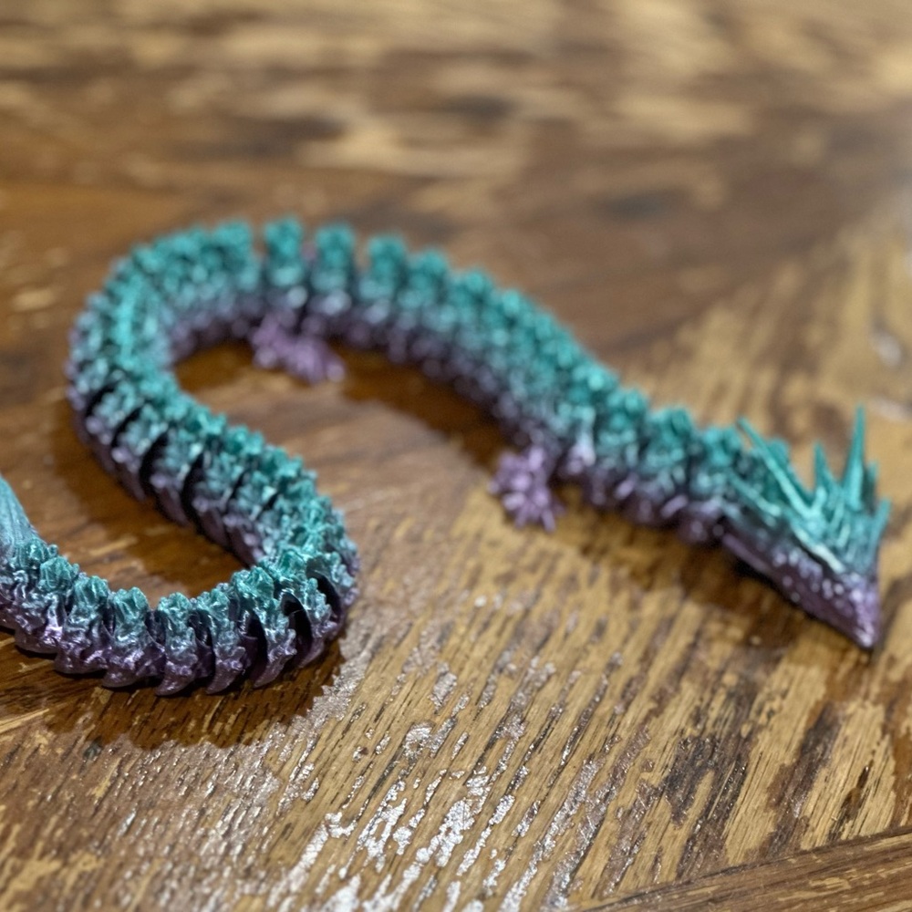 3-D printed Purple and Teal Dragon Figurine - Picture 2 of 4